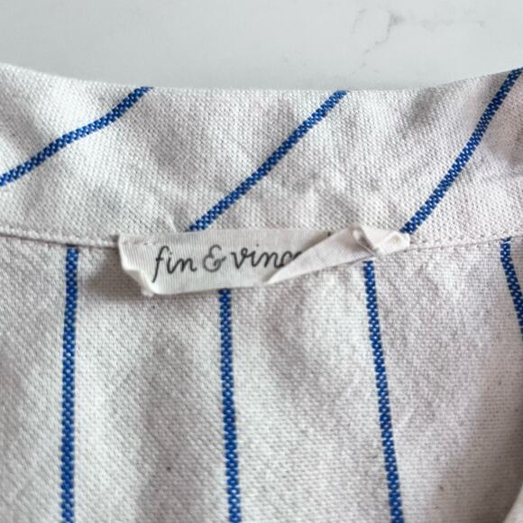 Fin & Vince Sailor Shirt Blue Stripe Linen blend size 6-12 months - Picture 5 of 9